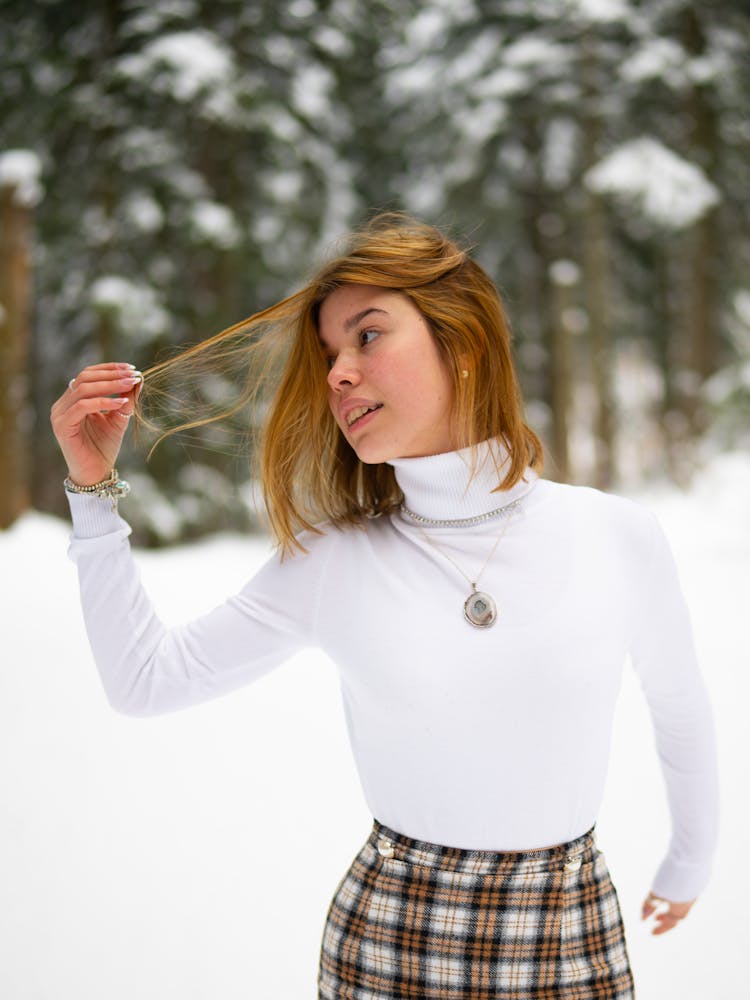 Girl Touching Her Hair 