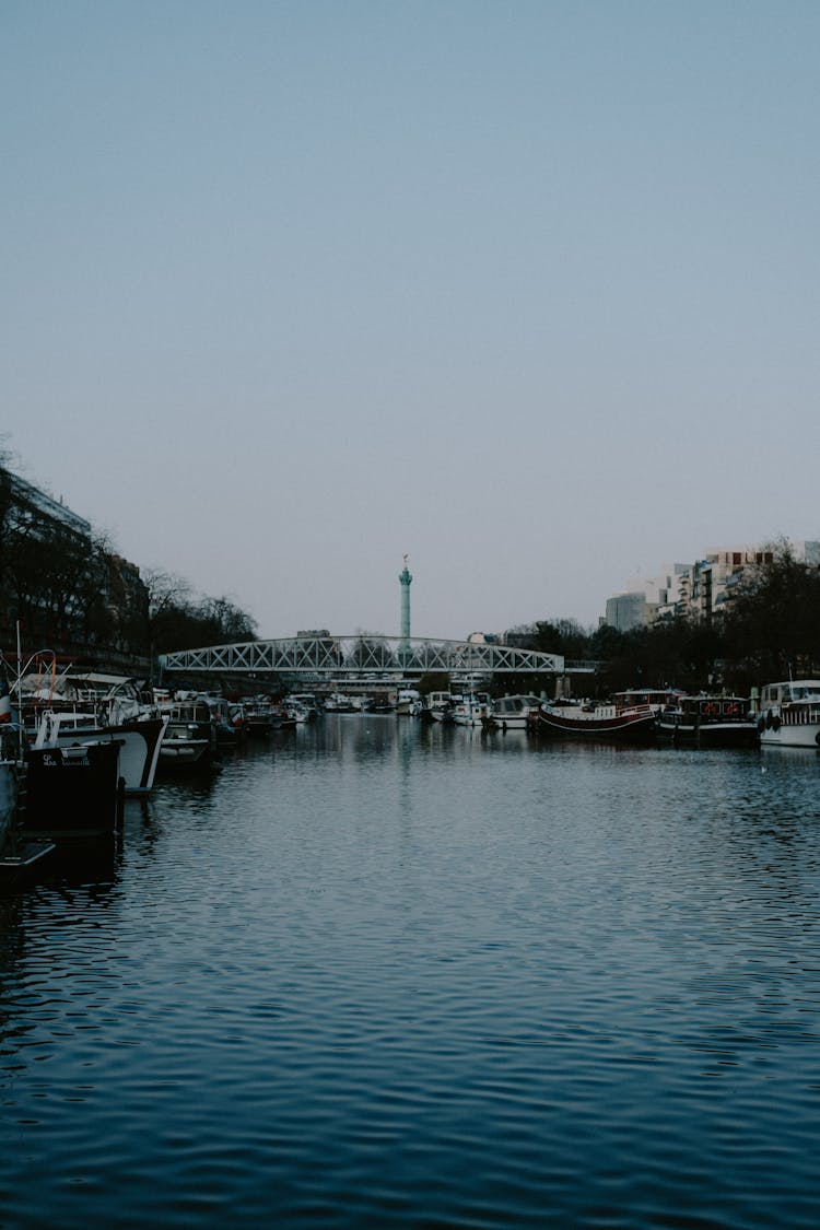 Boats Moored On River