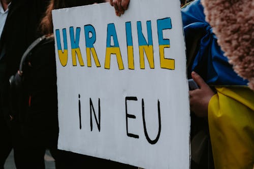 Close-up of a Banner during a Pro Ukraine Rally