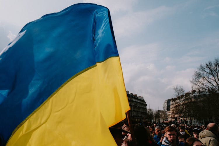 Close-up Photo Of A Ukrainian Flag