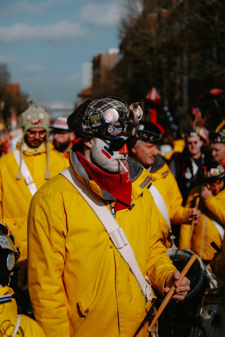 People In Yellow Jackets On Street Protest