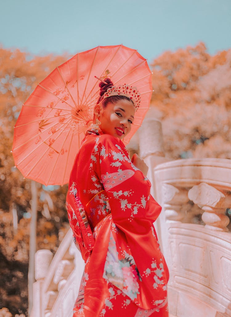 Woman Holding A Wagasa Umbrella