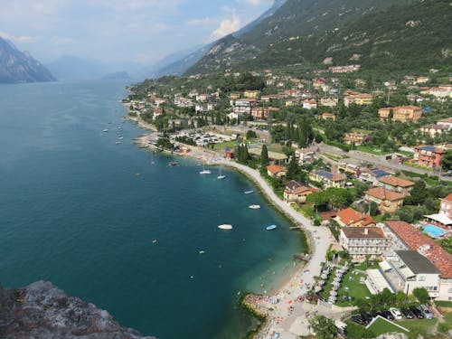 Drone Shot of Buildings near Lake Garda