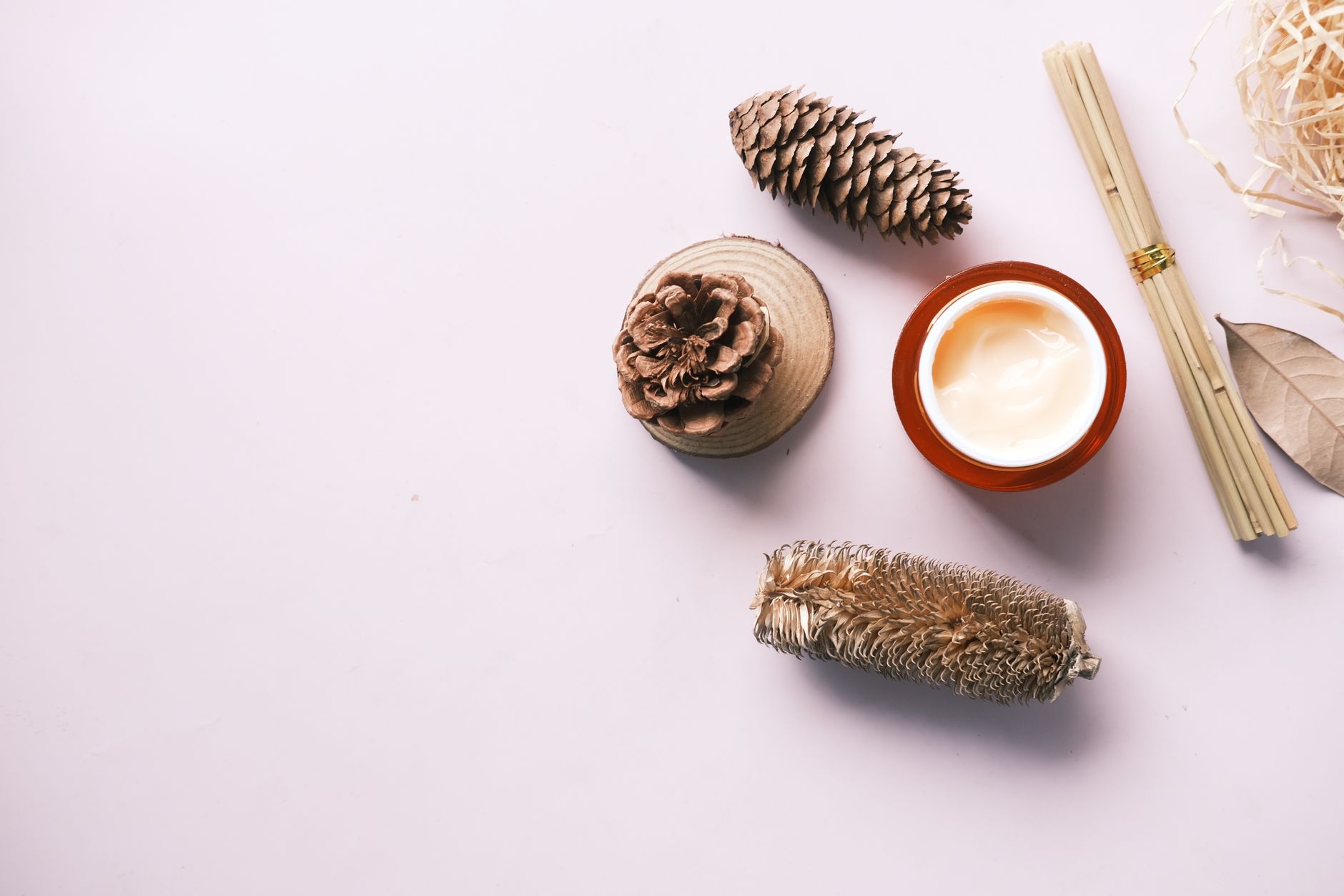 Close-up of various Korean moisturizer ingredients like hyaluronic acid and ceramides