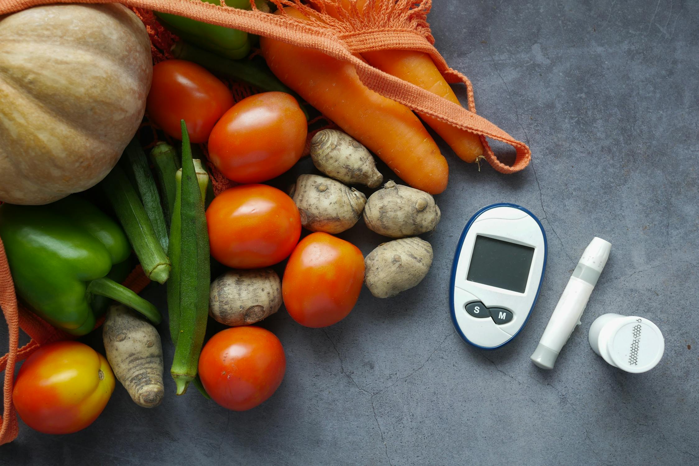 Diabetes Wellness with vegetables and fruits