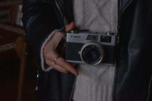 Person Holding a Canon Canonet Camera