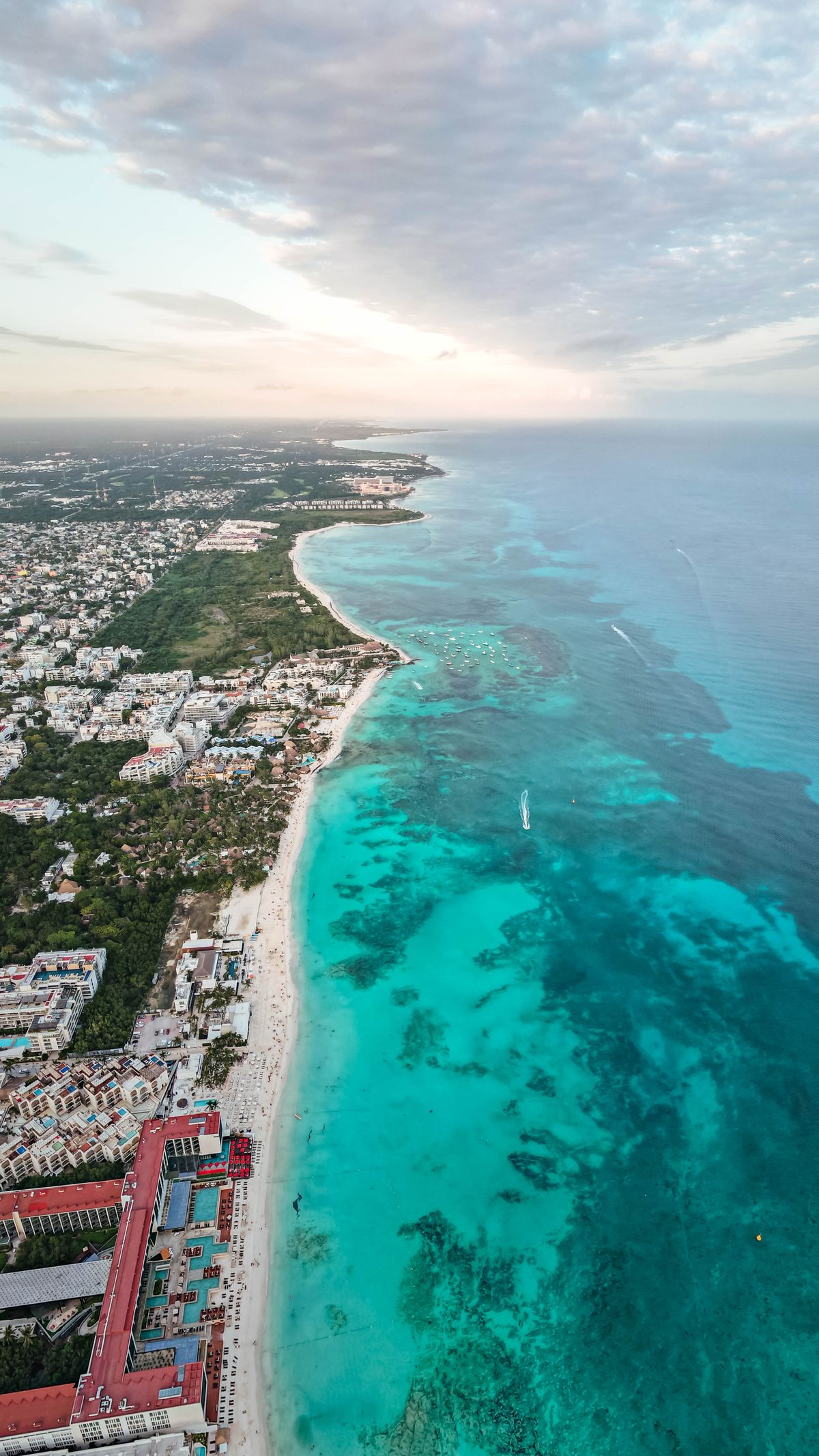 Aerial view of the Riviera Maya coastline