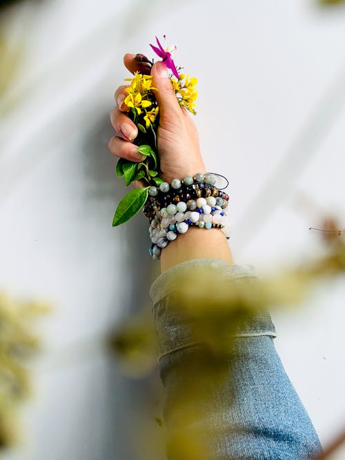 Person Holding a Handful of Flowers
