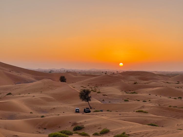 Orange Sky Over A Desert