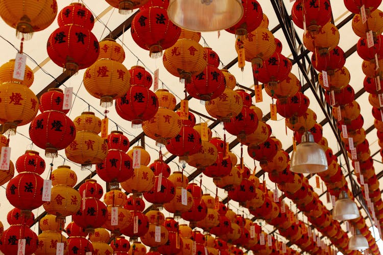 Chinese Lanterns Hanging On Ceiling