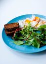 Salad Mix, Toast and Eggs on Plate