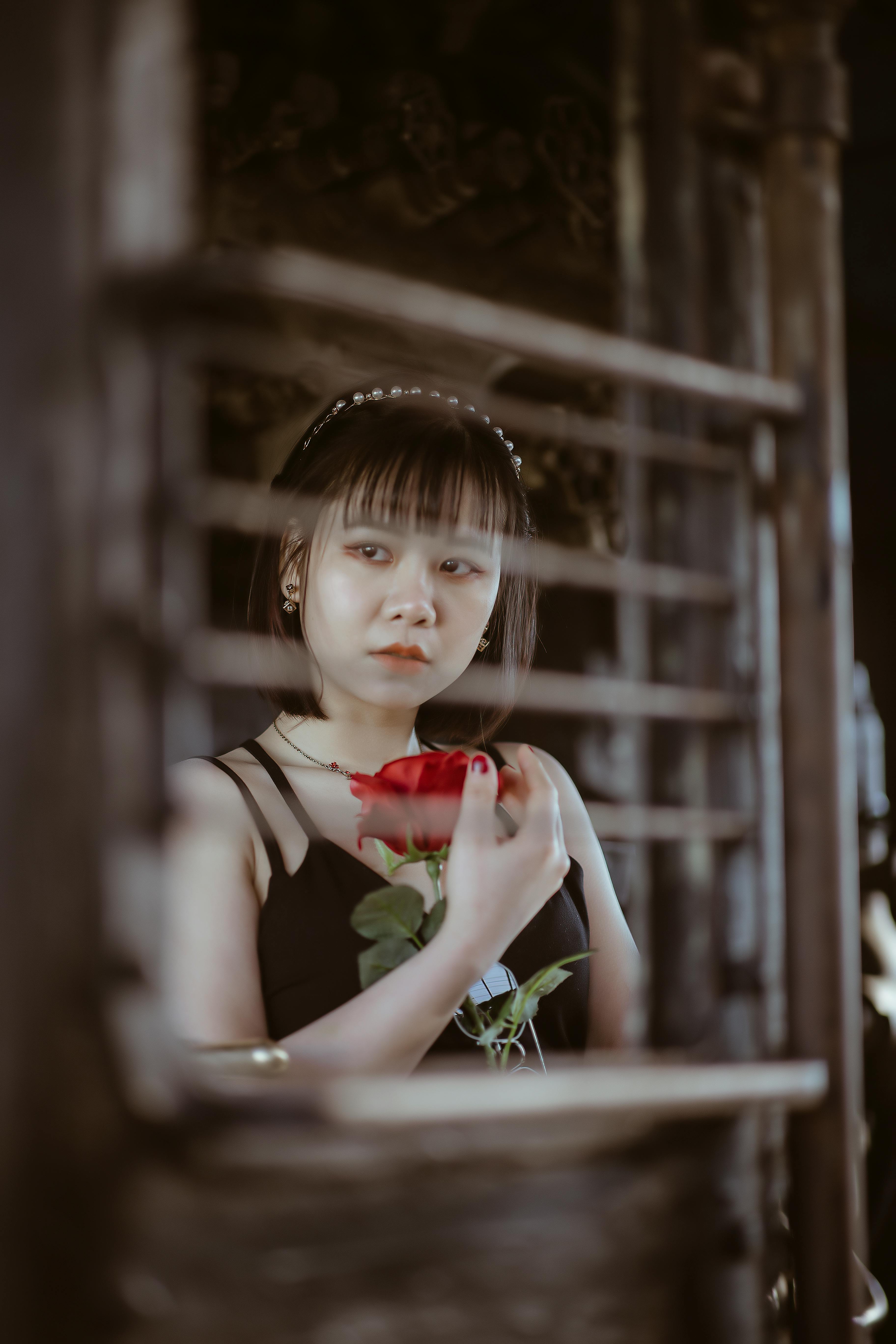 Image Nguyễn Thanh Tùng image beautiful image beautiful - Photo of Woman Holding Red Flower · Free Stock Photo