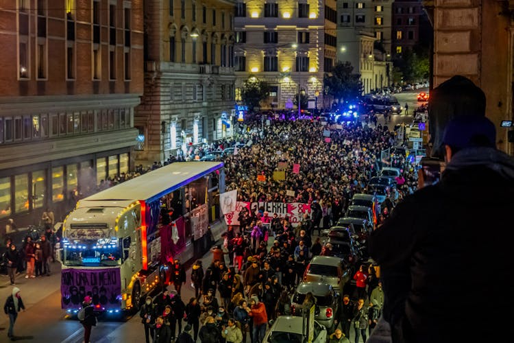 Crowd Of People Protesting