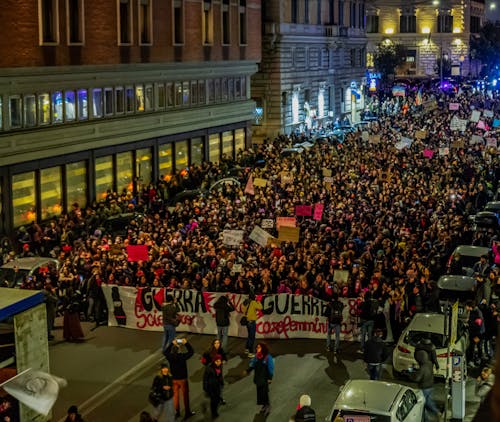 Crowd of People Protesting