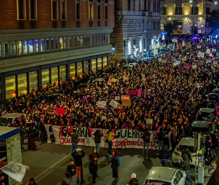 Crowd Of People Protesting