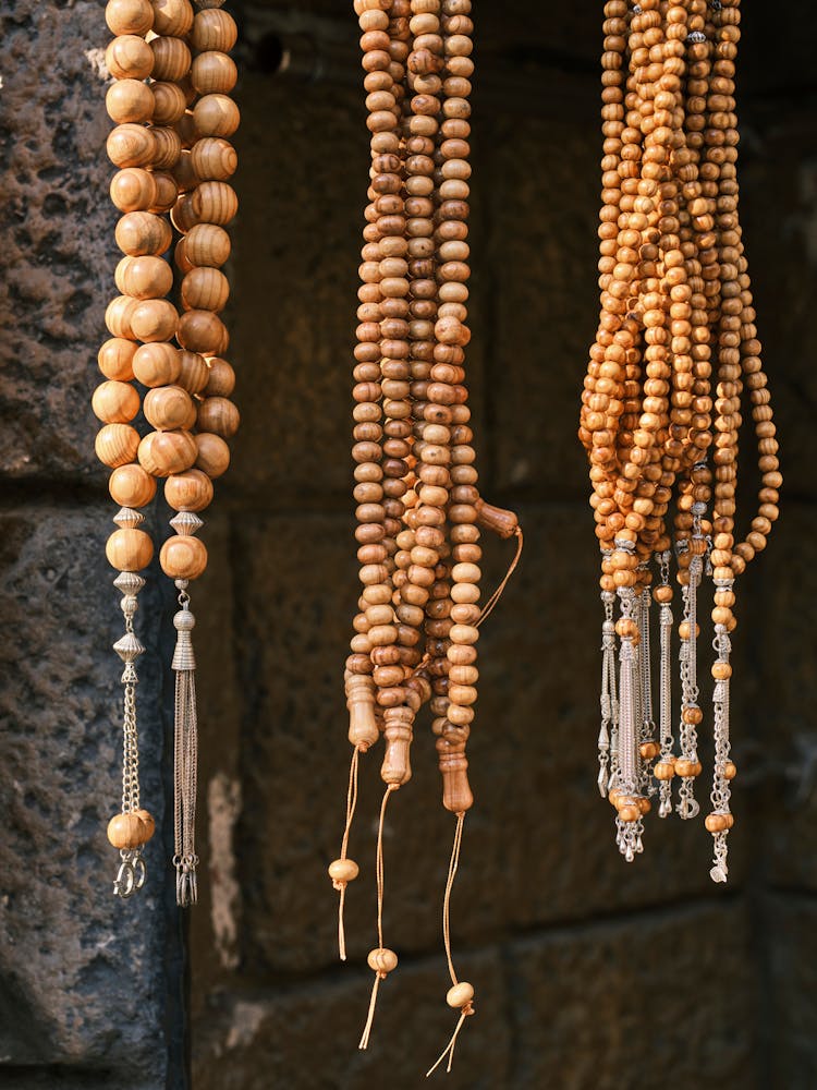 Beaded Necklaces In Close-up Photography