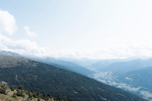 Drone Shot of Foggy Mountains