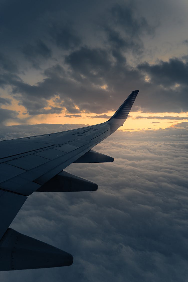 Airplane Wing During Sunset