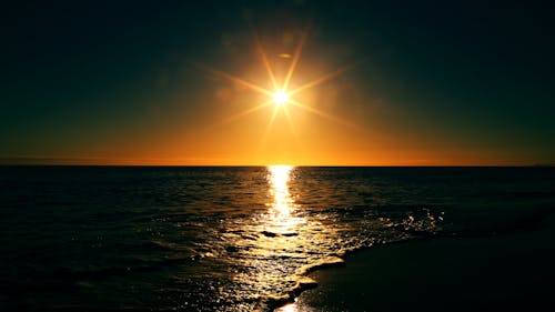 地平線, 太陽, 對稱 的 免费素材图片
