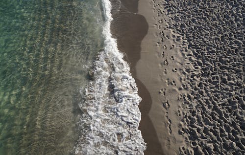 Aerial Shot of Footprints in the sand