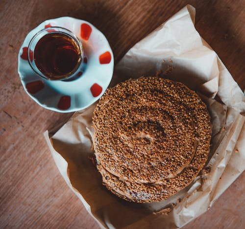 Tea Glass and Bakery Food