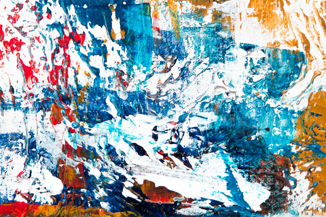Blue, White, Red, and Yellow Abstract Painting