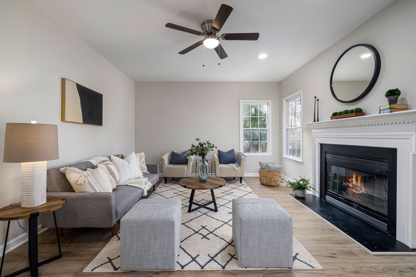 staged living room ready for a home showing