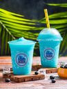 Blue and White Plastic Cup