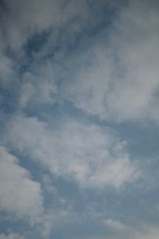 A tranquil view of a blue sky filled with fluffy white clouds on a peaceful day.