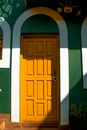Green and Yellow Wooden Door