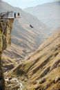Person Bungee Jumping Over Valley