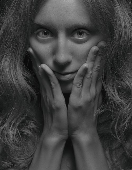 Free Artistic black and white portrait of a woman with expressive eyes in Kyiv. Stock Photo