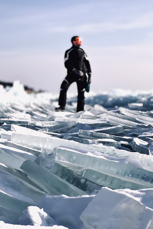 Close up of Ice and Man behind