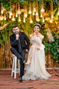 A Newlywed Couple Striking a Pose