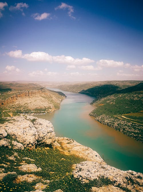 Kostenloses Stock Foto zu drohne erschossen, fluss, landschaft