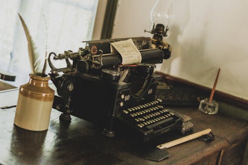 Black Vintage typewriter returned from the past
