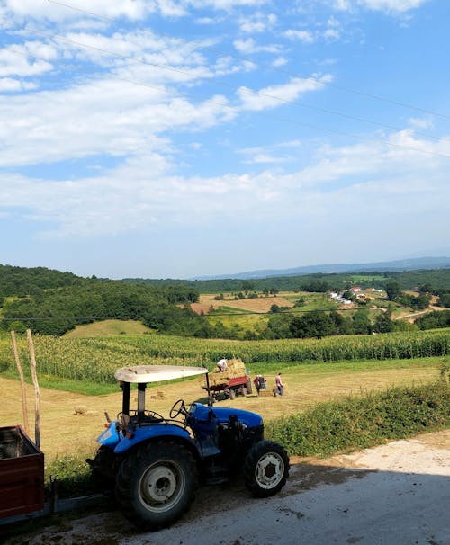 Free stock photo of field, tractor, village