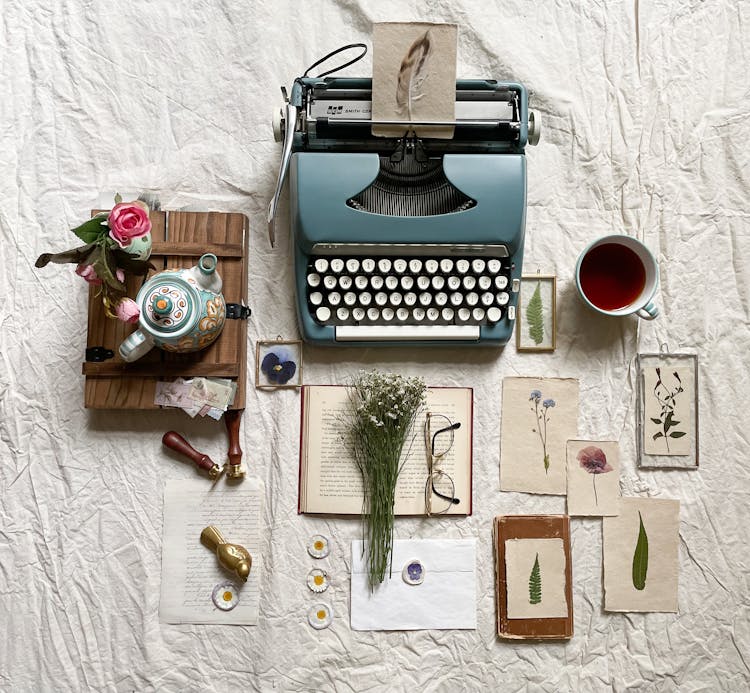 Vintage Typewriter And Accessories Still Life