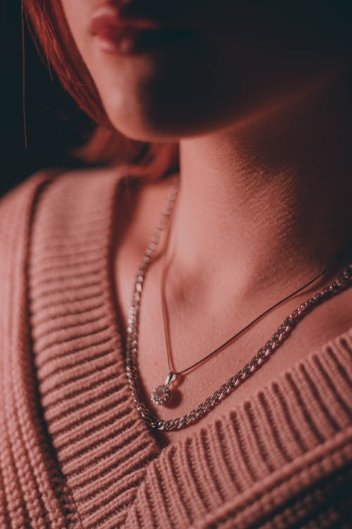 Close-up of Woman Wearing a Necklace 