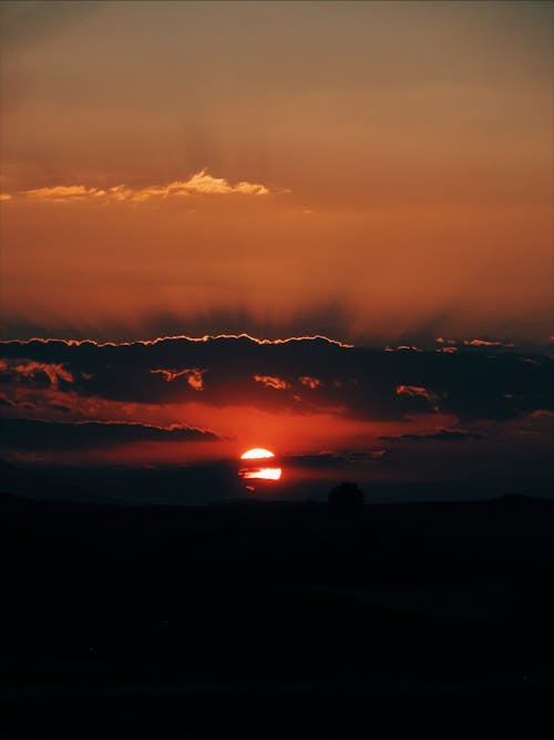 Scenic View of the Sunset in the Dramatic Sky