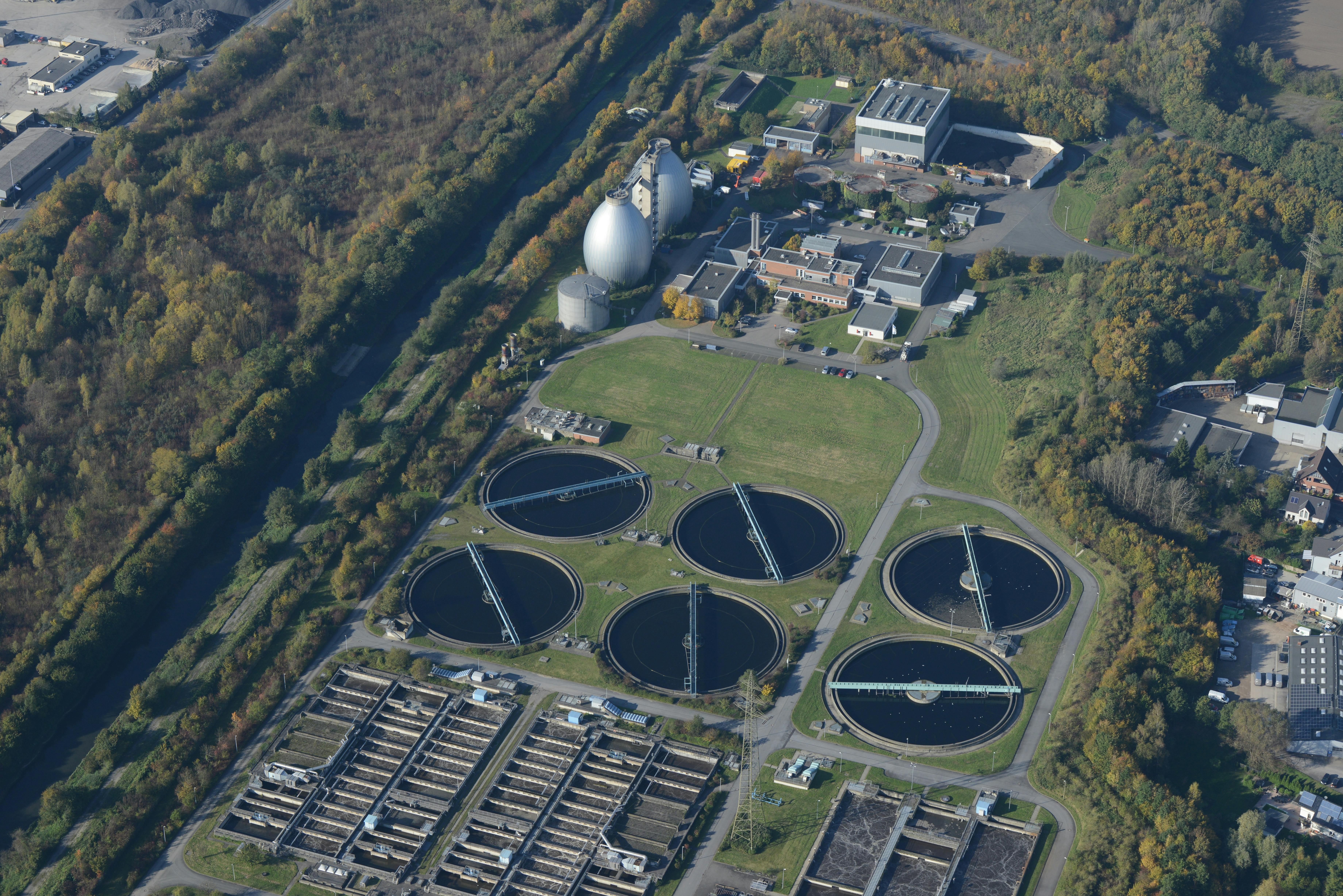 Aerial View of a Sewage Plant · Free Stock Photo