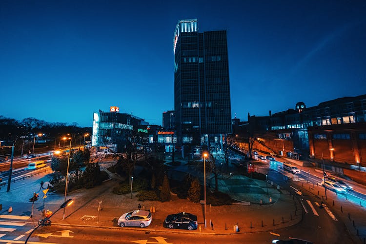 Office Buildings In Centre Of Poznan At Night