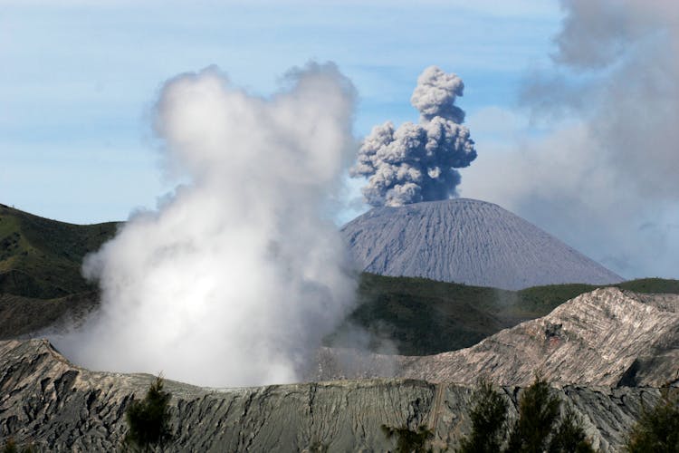 Aerial Photography Of Erupting Volcano