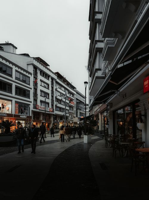 Free Vibrant street view with people and modern architecture in Ordu, Turkey. Stock Photo