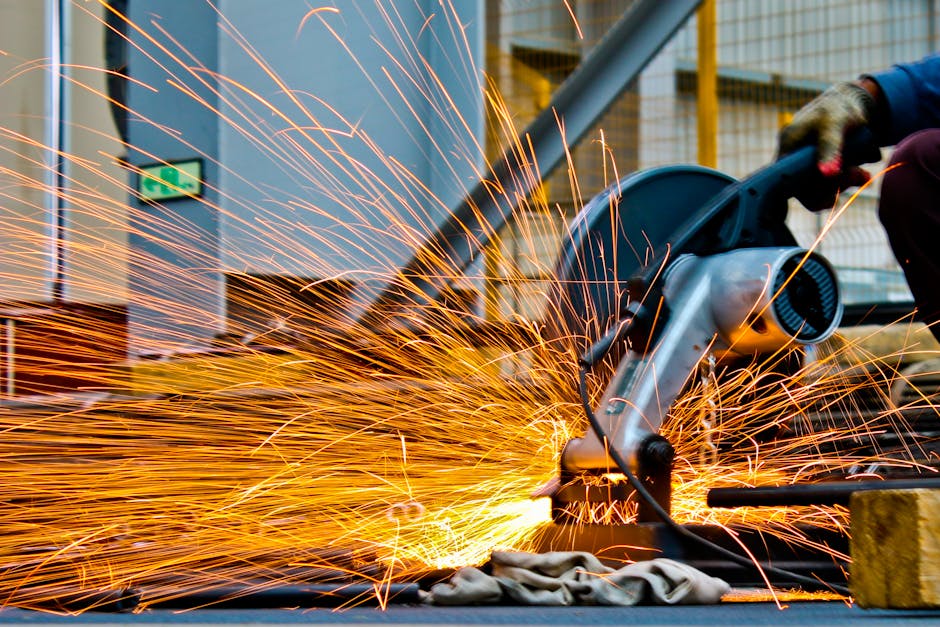 Cut-off Saw Cutting Metal With Sparks