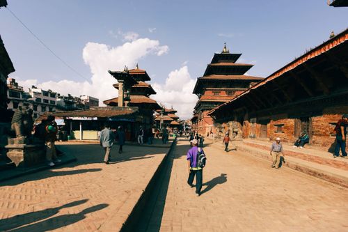 Free Explore the lively Bhaktapur Durbar Square with its stunning temples and strolling pedestrians. Stock Photo