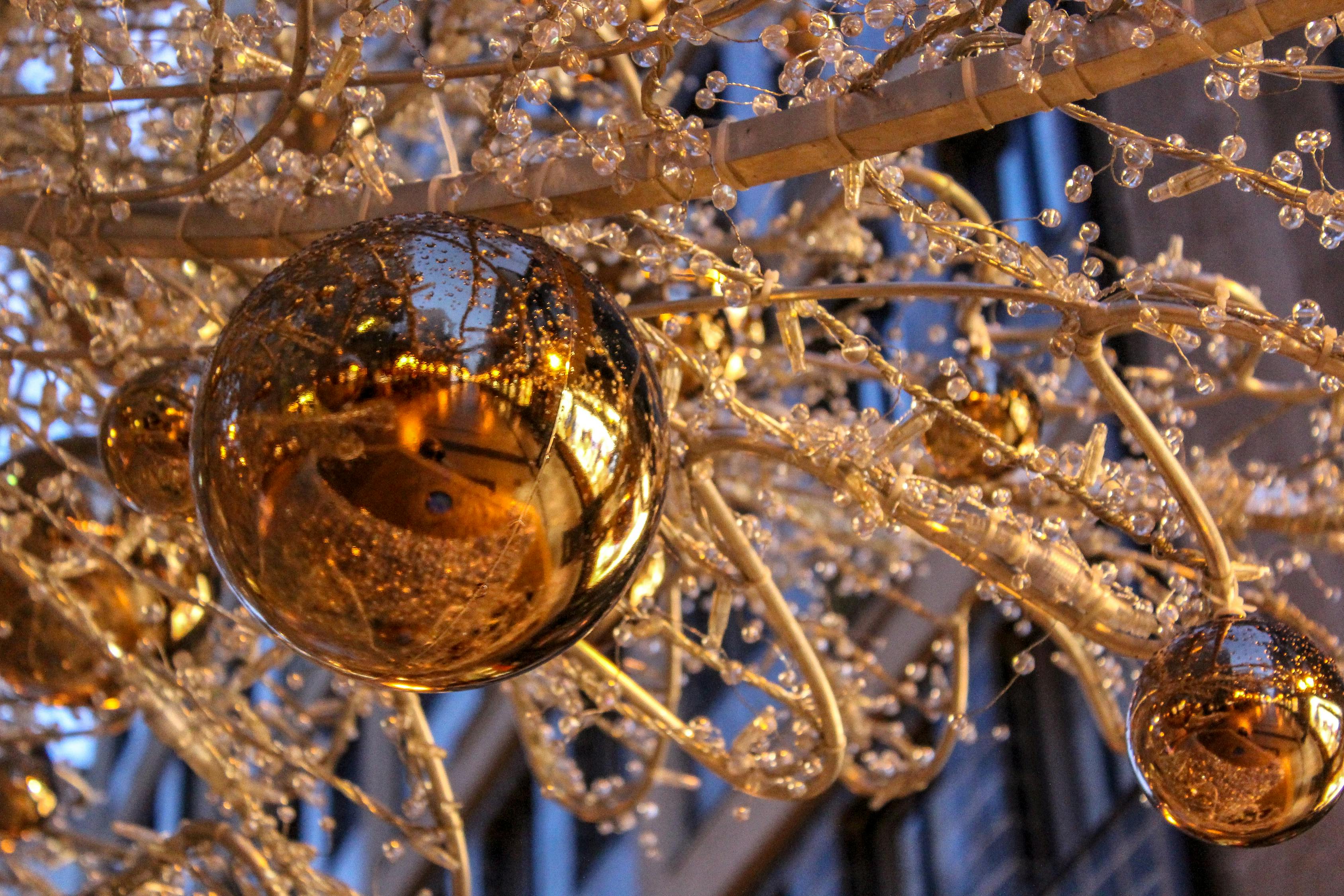 Free stock photo of christmas tree, globe, light