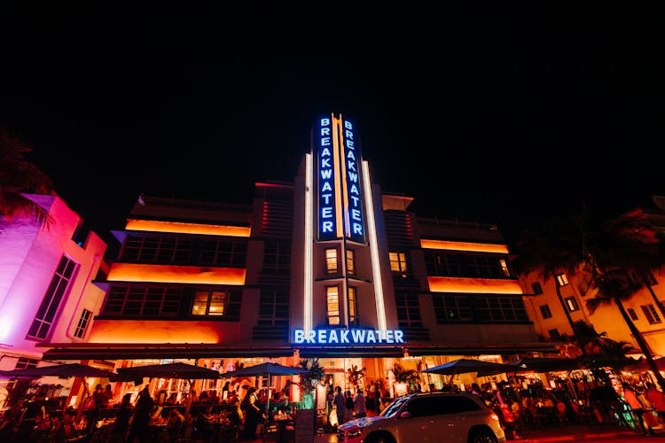 Exterior Of A Hotel At Night