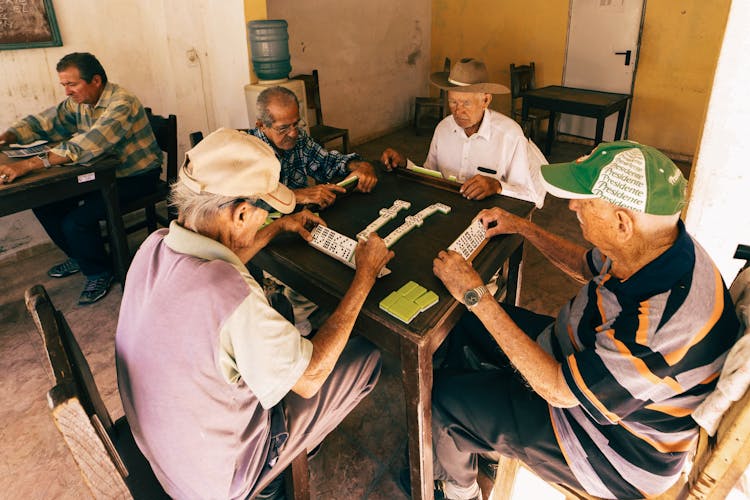 Men Playing Mahjong