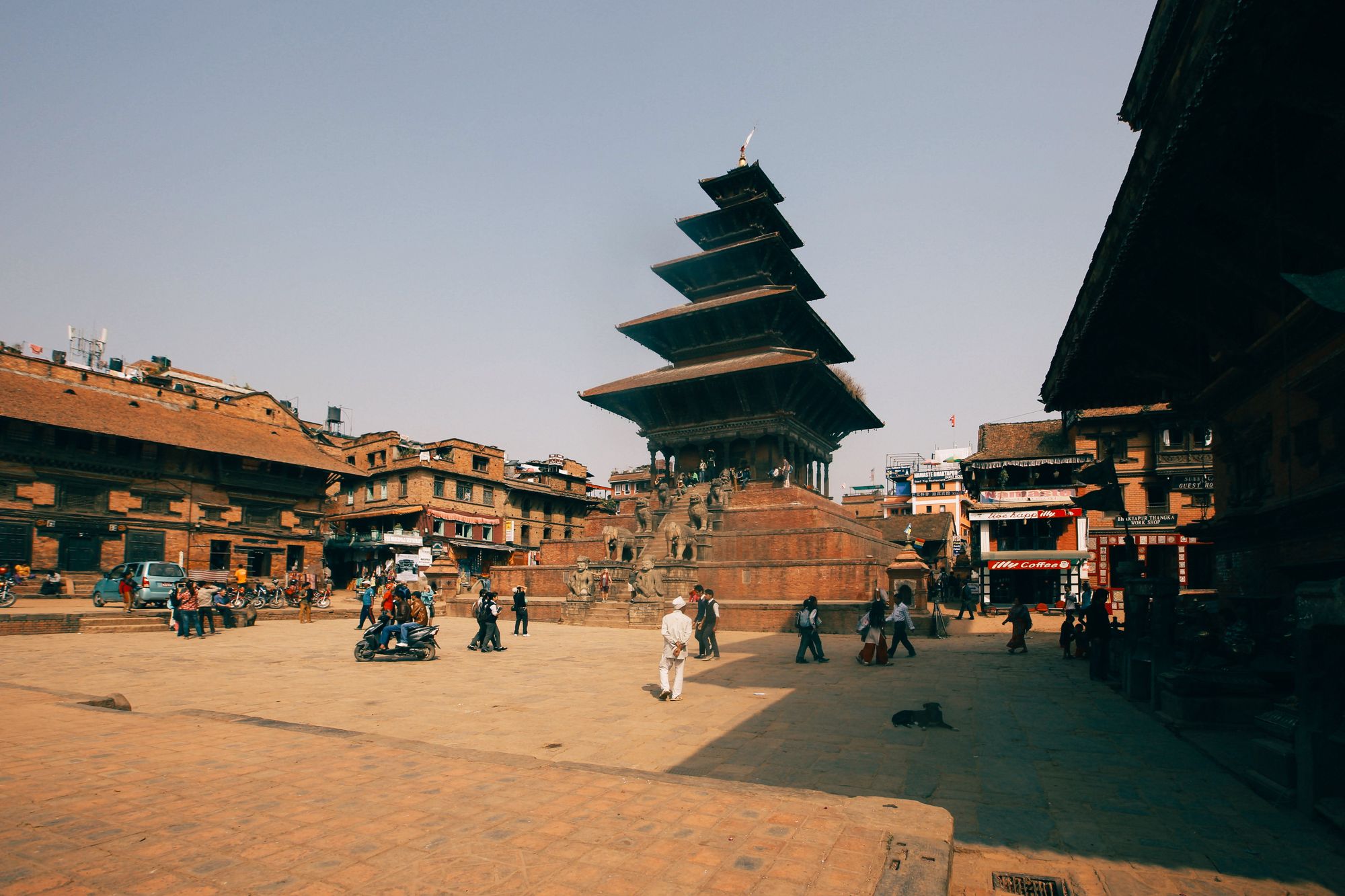 Ancient temples and traditional architecture of Bhaktapur Durbar Square during Bisket Jatra